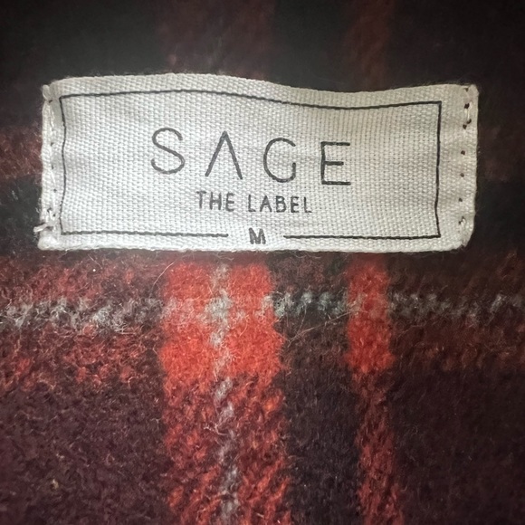 Sage | Women’s Burgundy Plaid Tie Coat size M - Picture 10 of 11